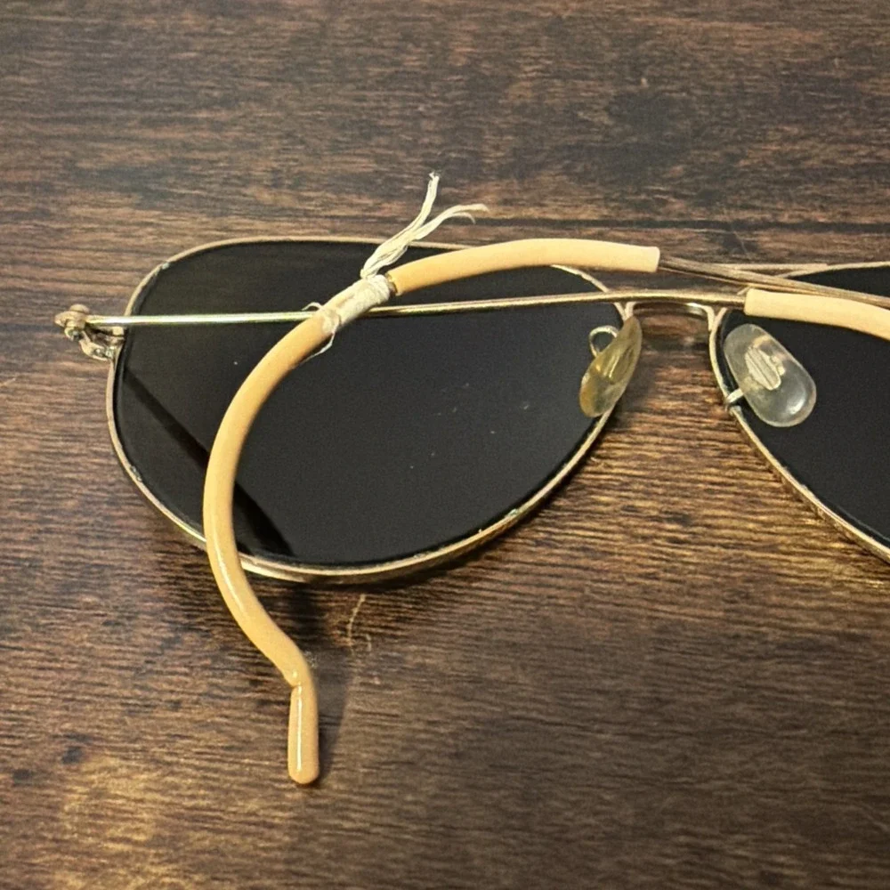 VTG 1970's 62mm B&L‎ RAY-BAN USA w/Wire Frames & Ear Hooks, Teardrop Style HTF!